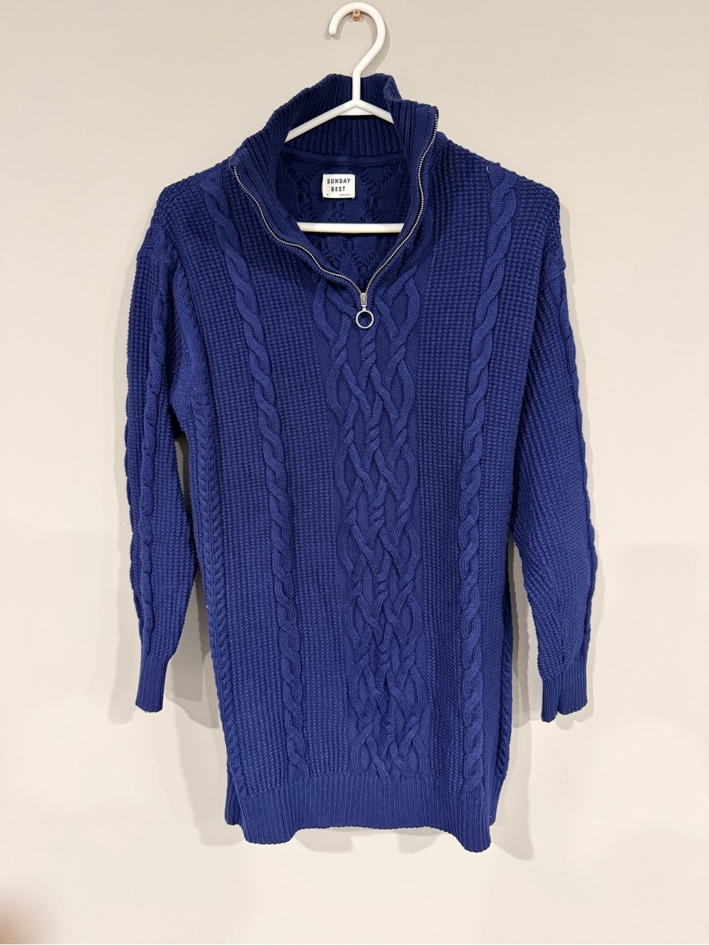 Sunday Best Women's Cable-Knit Half-Zip Sweater - Blue Size XS